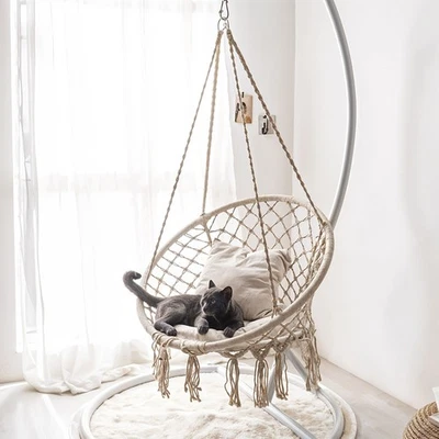 CLASSIFIED-HOMEWARE Hammock Chair Swing Outdoor Indoor Macrame Hanging Chair for Bedroom Outside UK
