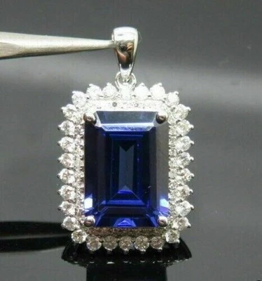 2,4 Karat Smaragd-Saphir-Simulationsdiamant-Hochzeits-Doppel-Halo-Anhänger... - Bild 1 von 4