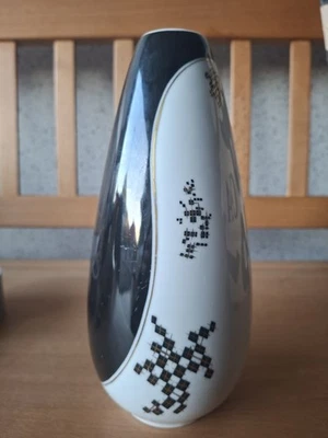 Krautheim Selb Bavaria Boden Vase Weiß Schwarz Porzellan - Bild 1 von 3