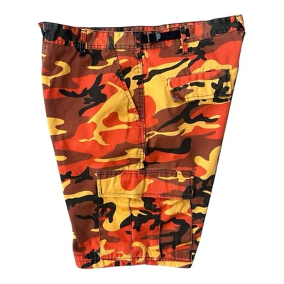 Rothco BDU Orange Camo Cargo Shorts Large Regular Waist 36 -Adjustable Inseam 10 - Image 1 of 4
