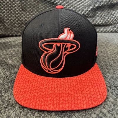 Adidas Miami Heat Men’s SnapBack Hat Black/Neon Orange One Size NBA 2013 - Image 1 of 4