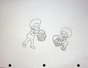 Simpsons 1990s Series Production Hand-Drawn Model Cel Layout - ROD & TODD - Bild 1 von 2