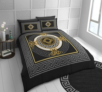 Wendebettdecke Mikrofaser Bettwäsche Griechisches Schlüsselmuster Quilt Cover Kissenbezug Set - Bild 1 von 4