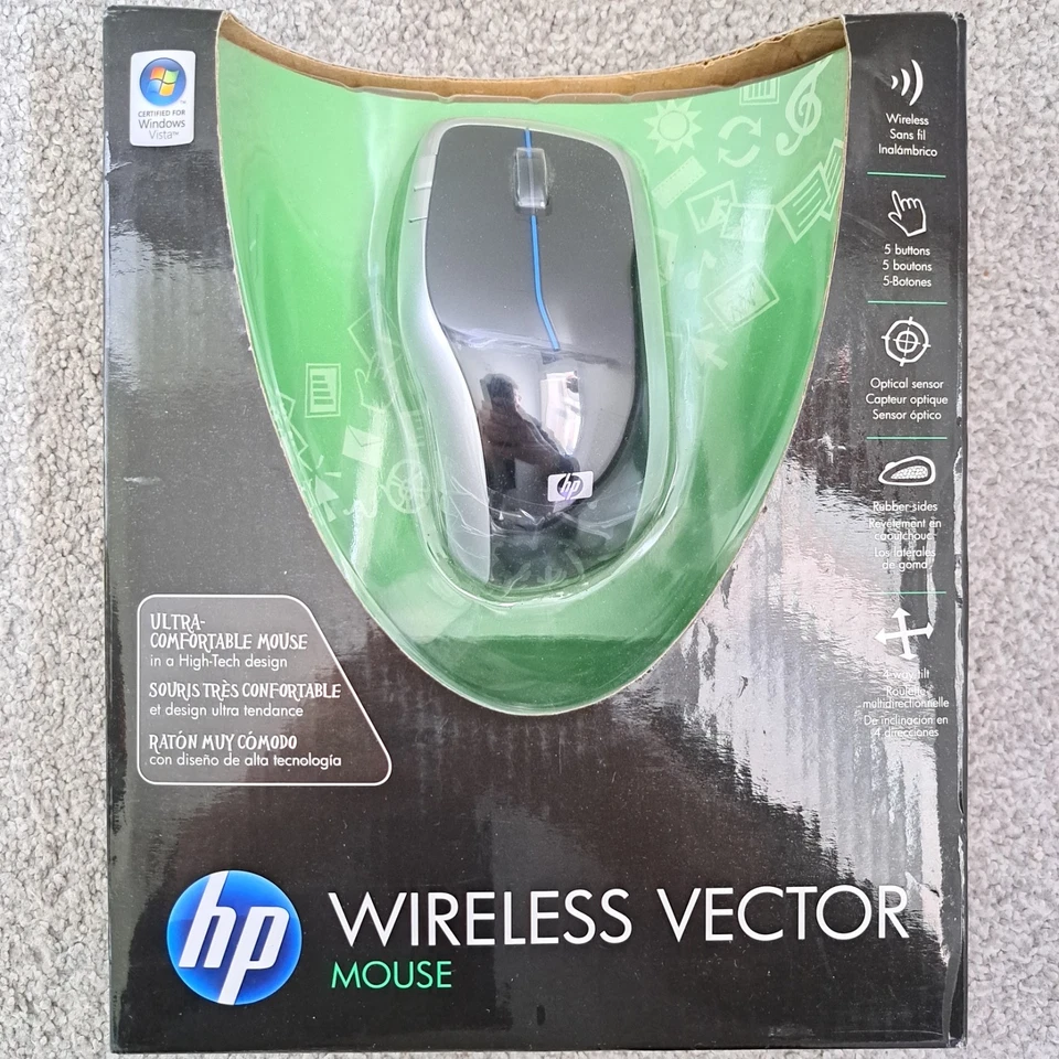 HP Wireless Vector Mouse 2008 Brand New Sealed Retro Hardware Windows Microsoft - Image 1 of 4