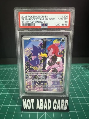2025 POKEMON DRI EN-ILLUSTRATION RARE #200 TEAM ROCKET'S MURKROW PSA 10 - Image 1 of 2