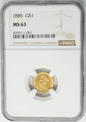 1885 $ Gold Indian Dollar MS63 NGC 950261-31 - Image 1 of 4