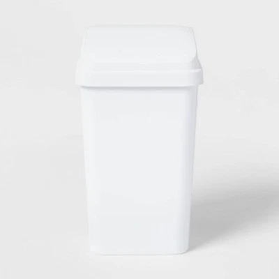 13gal Swing Top Waste Basket White Kitchen Trash Can, 13 Gallon Capacity - Image 1 of 4