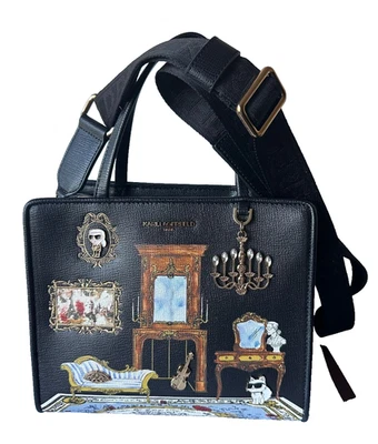 NWT $228 KARL LAGERFELD Paris Maybelle Satchel Tote Bag With Strap, Pins & Charm - Image 1 of 4