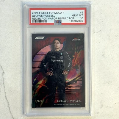 2024 Topps Finest Formula 1 F1 #5 George Russell vapor rojo y negro/20 PSA 10 Foto 1 de 2