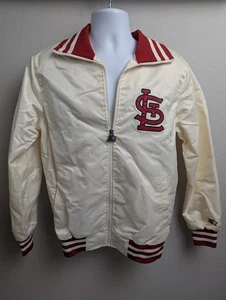 Vintage St Louis Cardinals Starter Glll Satin Full Zip Jacket Pearl White/Red Size S - Bild 1 von 16