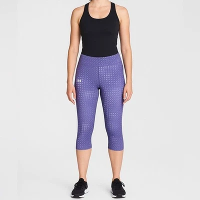 Under Armour Women’s Purple HeatGear Capri Leggings Geometric Print Size XL - Image 1 of 4