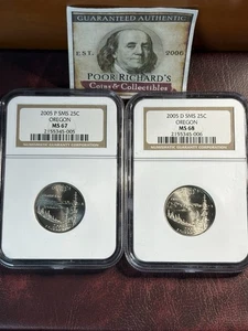 Oregon 2 Coin NGC SMS Set 2005P MS67 & 2005D MS68 Scarce in Condition! CQ06 - Picture 1 of 7