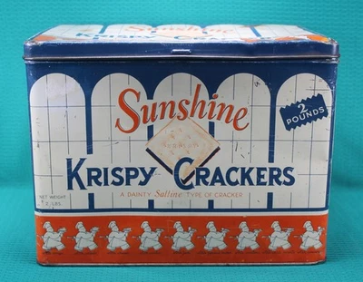 Vintage Sunshine Krispy Saltine Crackers 2-Lb Tin - Image 1 of 4