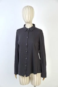 Oska Women's Button-Up Shirt Blouse Size 3/L Dark Gray 100% Cotton Longsleeve - Picture 1 of 11