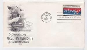 TurtlesTradingPost- Migratory Birds #1306- 1966 FDC Artcraft Cachet - Picture 1 of 1