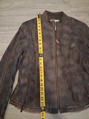 Chaqueta De Colección Cripple Creek ~ XL Para Mujer ~ Cuero Marrón con Cadenas Doradas y Bronce Foto 1 de 4