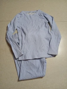 Hill House Organic Cotton Children's Pajama Set 9-10 Years Blue White Gingham - Picture 1 of 4