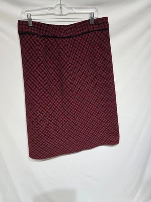 Falda loft ann taylor talla 12 mezcla de lana línea A roja/negra cremallera trasera W34 L28 forrada Foto 1 de 4
