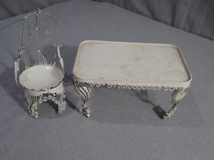 Tin Can/pop Can Folk Scroll Art Tramp 5.5"Chair & 6.6" x 4.1" Table Handmade VTG - Picture 1 of 5