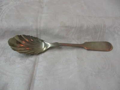 Antique Rogers Silver metal plated Sugar Shell spoon Fiddle pattern - Image 1 of 4