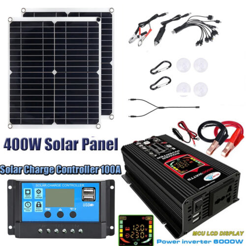 6000W Inverter 400W Solar Panel Kit Solar Power Generator 100A Controller 110V