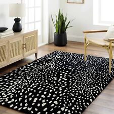 Modern Hand-Tufted 100% Wool Area Rug, Black Color, Premium Quality Tufts-AT429
