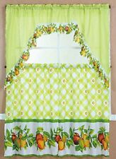 Cali Linens 3Pc Printed Kitchen Curtain Window Treatment Set Curtain Tier