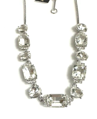 New GIVENCHY Pave Chunky Crystal Collar Necklace in Silver-Tone/Clear $88 - Image 1 of 4