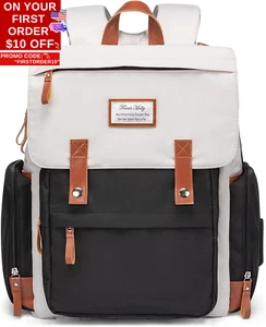 Diaper Bag Backpack Large Multifunction Travel Baby Bag for Mom Dad Black White - Picture 1 of 12