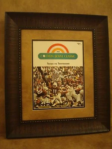 PÓSTER DE FÚTBOL AMERICANO VINTAGE TEXAS LONGHORNS ENMARCADO "U. OF TEXAS VS TENNESSEE" 1969 - Imagen 1 de 6