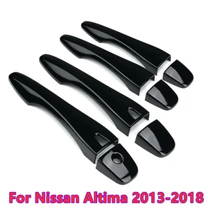 For Nissan Altima 2013-2018 Glossy Black Door Handle Covers Trim with Smart Hole - Imagen 1 de 4