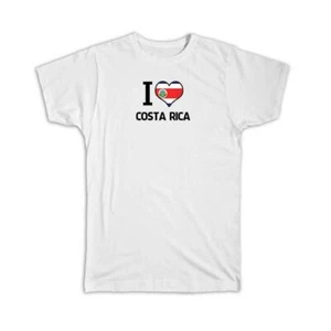 Gift T-Shirt : I Love Costa Rica Flag Heart Country Crest Rican Expat - Picture 1 of 10
