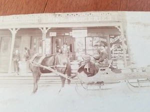 c. 1890 Grocery Horse Drawn Delivery Sled Mounted Photograph Massachusetts - Picture 1 of 5