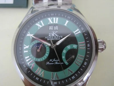 ADEE KAYE MEN'S WATCH AUTOMATIC 35 JEWELS ALL SS ORIGINAL AK2010-MB NEW - Image 1 of 4