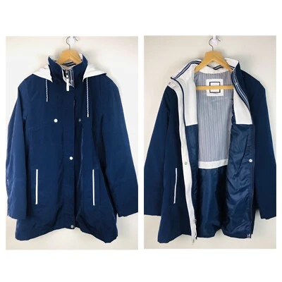 Croft & Barrow ~Woman Size S~ Blue & White Coat Outdoor  Zip/Outer Snaps Hood - Image 1 of 4