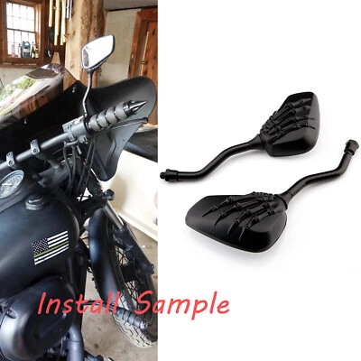 Espejos retrovisores manuales calavera negra para motocicleta Honda Rebel 250 500 Magna 750 Foto 1 de 4