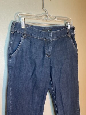 Venus “The Luna Fit” 牛仔裤女式蓝色裤 98% 棉喇叭裤腿 6 码 — 第 1/4 张图片