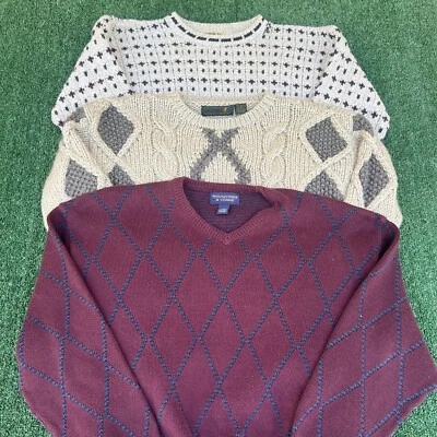VTG RS1 Roundtree & Yorke Sweater Mens M / L Cream Maroon Lot Hunting Horn 90s - Image 1 of 4