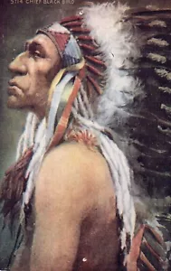 Cartolina Chief Black Bird nativi americani indiani - Foto 1 di 2