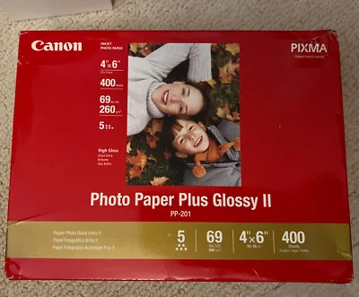 Papel fotográfico de inyección de tinta Canon PP-201 Plus brillante II 4 X 6 pulgadas. 350 hojas Foto 1 de 2