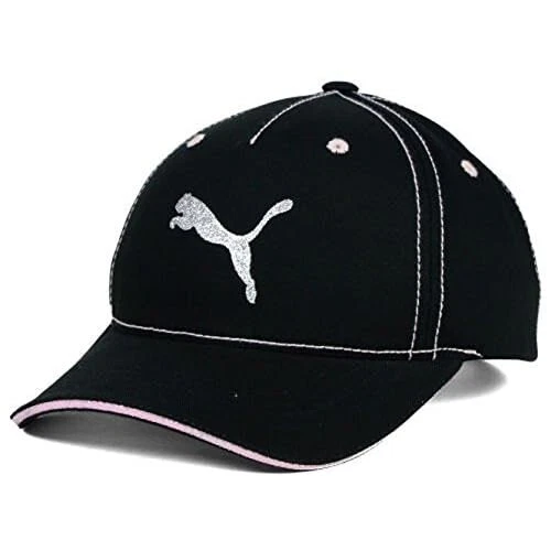 PUMA Girl's Youth Black & Pink Glitter Logo Snapback Baseball Hat Cap NEW - Image 1 of 1