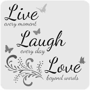 Stencil in plastica trasparente 8"x8" - Live Laugh Love (RO414)***** - Foto 1 di 2