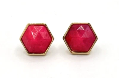 Gold Tone Trina Turk Pink Semi Precious Stone Stud Earrings - Image 1 of 4