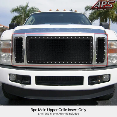 Para Ford F250/F350/F450 XLT 2008-2010 modelo Lariat King Ranch rejilla remachada negra Foto 1 de 4