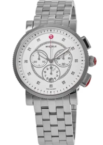 MICHELE MWW01K000122 SILVER DIAMOND DIAL SILVER STAINLESS STEEL WOMENS WATCH - Picture 1 of 5