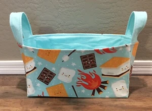 HANDMADE CAMPER PRINT FABRIC BASKET - Picture 1 of 8