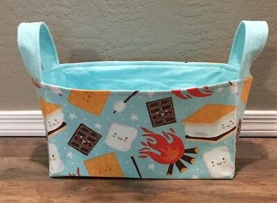 HANDMADE CAMPER PRINT FABRIC BASKET - Image 1 of 4
