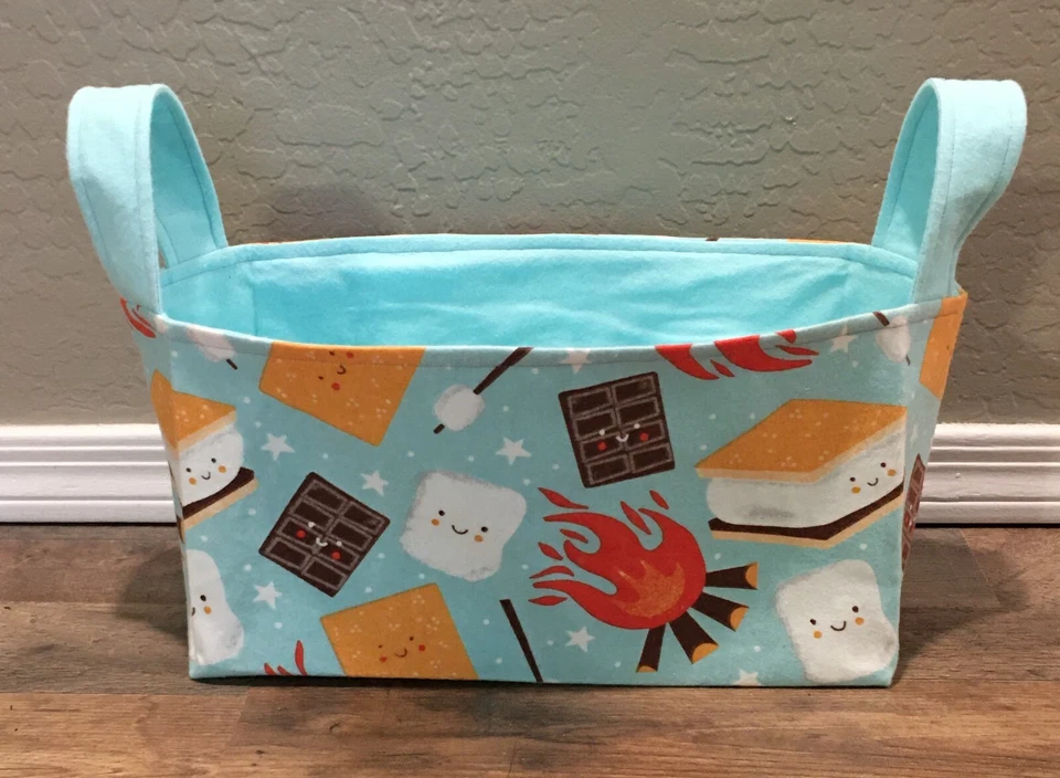 HANDMADE CAMPER PRINT FABRIC BASKET - Image 1 of 4