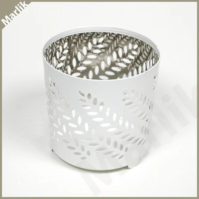 IKEA STABBIG Decoration for Candle in Glass 3X3 1/8" White/Silver 004.642.93 NEW - Image 1 of 2