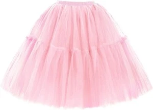 Babyonline Damen Tüllrock Rock Prinzessin Falten Ballettrock Karneval Rosa - Bild 1 von 2